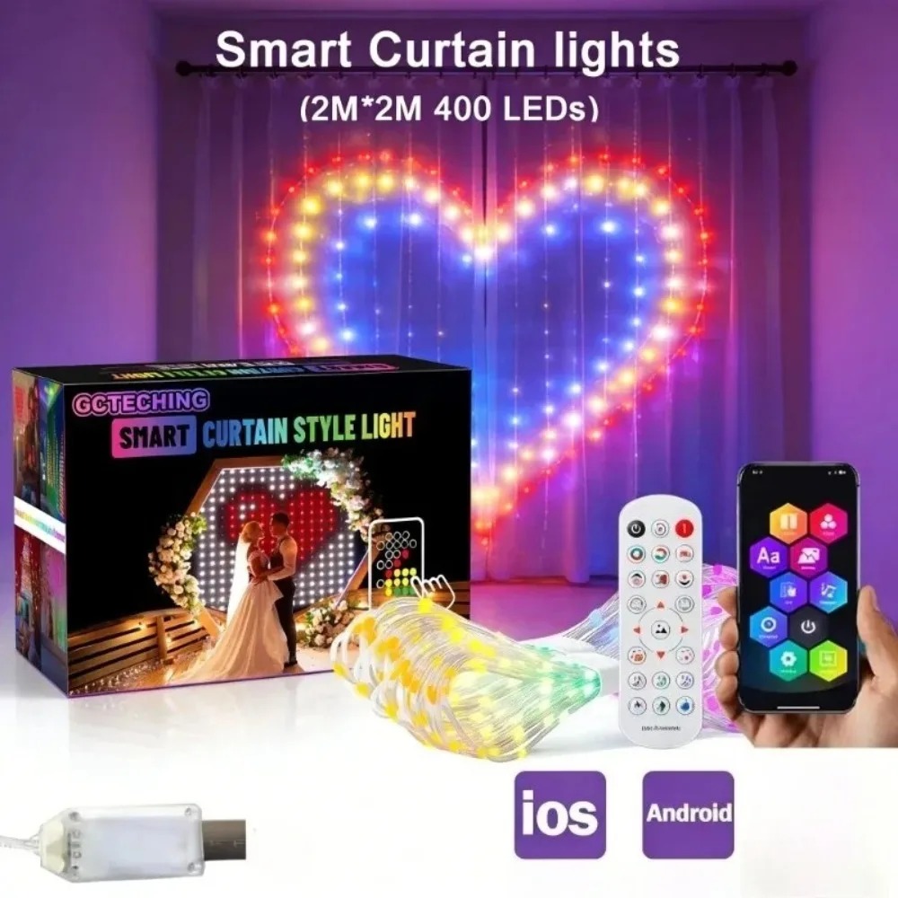 Smart Garden - أضواء ستارة LED خارجية بتقنية البلوتوث،